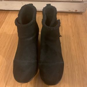 Skechers Women's Parallel-Double Trouble Ankle Bootie black suede 8 platform